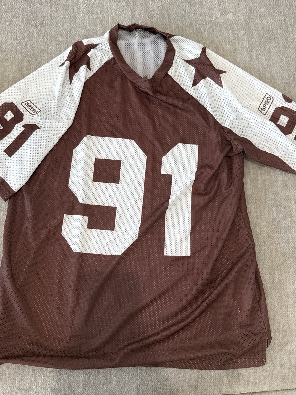Urban Outfitters Brown and White Mesh Football Jersey - 91